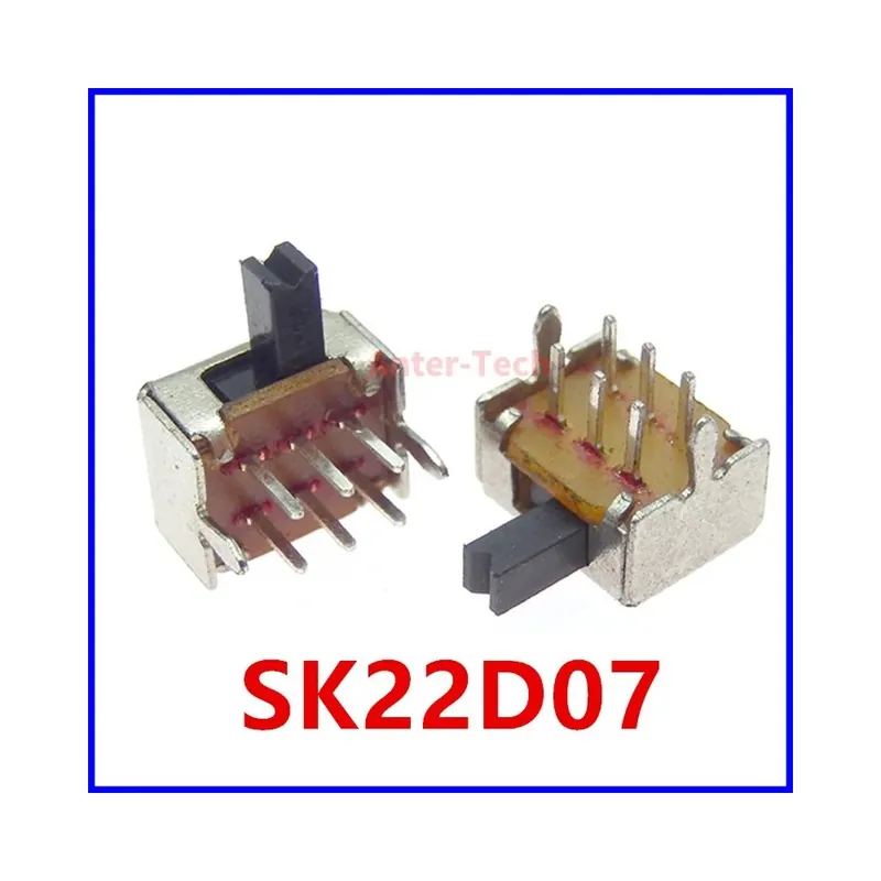 5MM-10db Váltókapcsoló SK22D07VG2/3/4/5MM 2P2T 6tűs fogantyú Magasság 4mm 2mm SK-22D07 Biztonságos fizetés