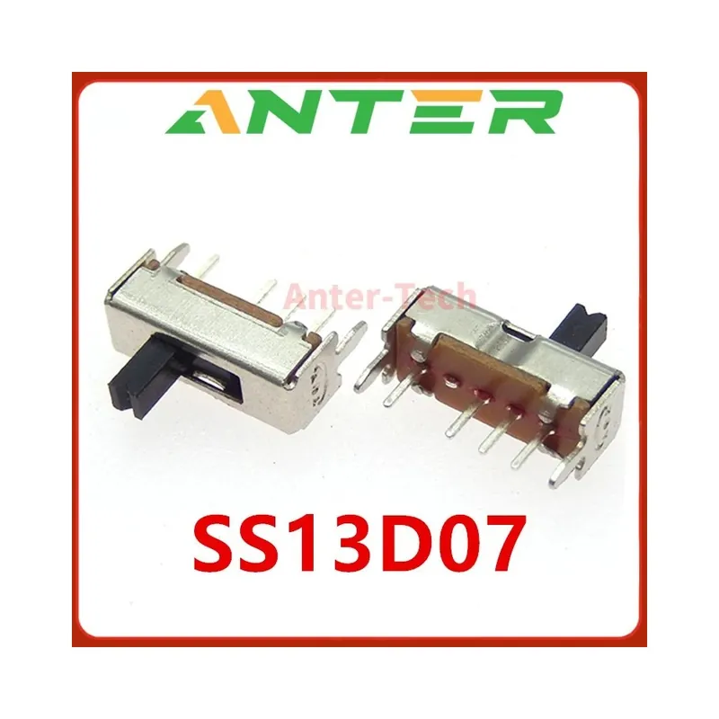 Prémium 3MM-10db SS13D07 Váltókapcsoló 4tűs 1P3T fogantyú Magasság 4MM osztású 2,0MM Derékszögű csúszó Kapcsoló SK13D07VG4