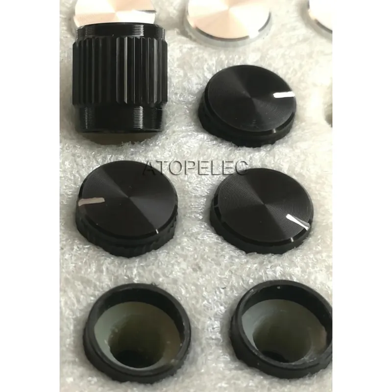 Fekete-11mm*12mm Alumínium DAC CD Erősítő Potenciométer Hangerő gomb 6mm Recézett Jó minőségű Fekete/Ezüst színű Exkluzív ajánlat