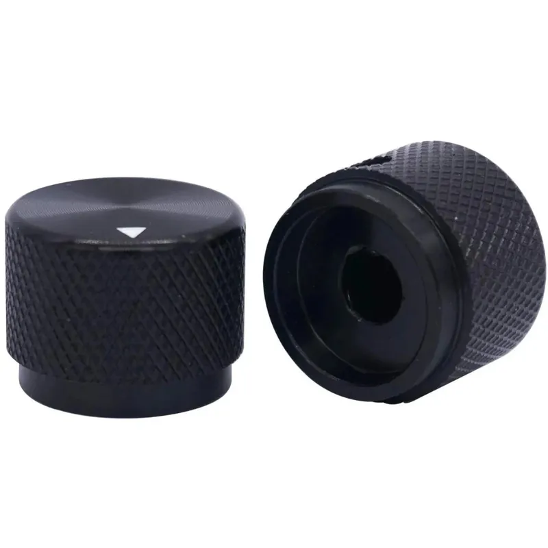 Fekete-2db 20 x 15,5mm(Átmérő x Magasság) 6mm tengely Alumínium Forgatható Elektromos Potenciométer Audió gomb Legnépszerűbb